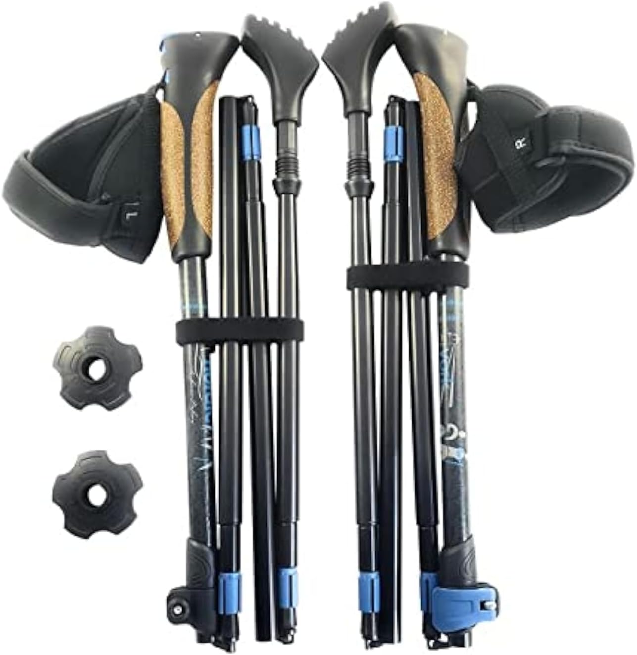 York Nordic Ultralight Folding Walking Poles - Travel Ready - with Rubber Feet, Baskets, and Bag