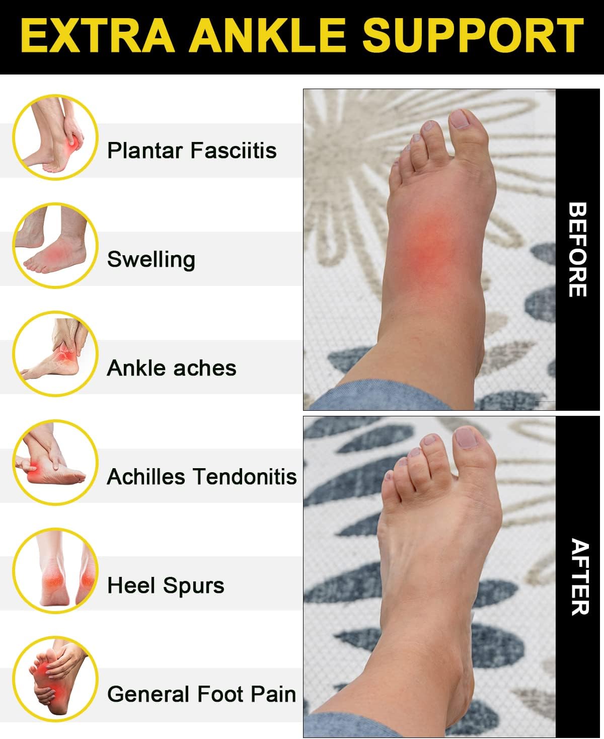 5 Pairs Copper Compression Socks for Women & Men - Ankle Plantar Fasciitis Arch Support Running Socks for Athletic