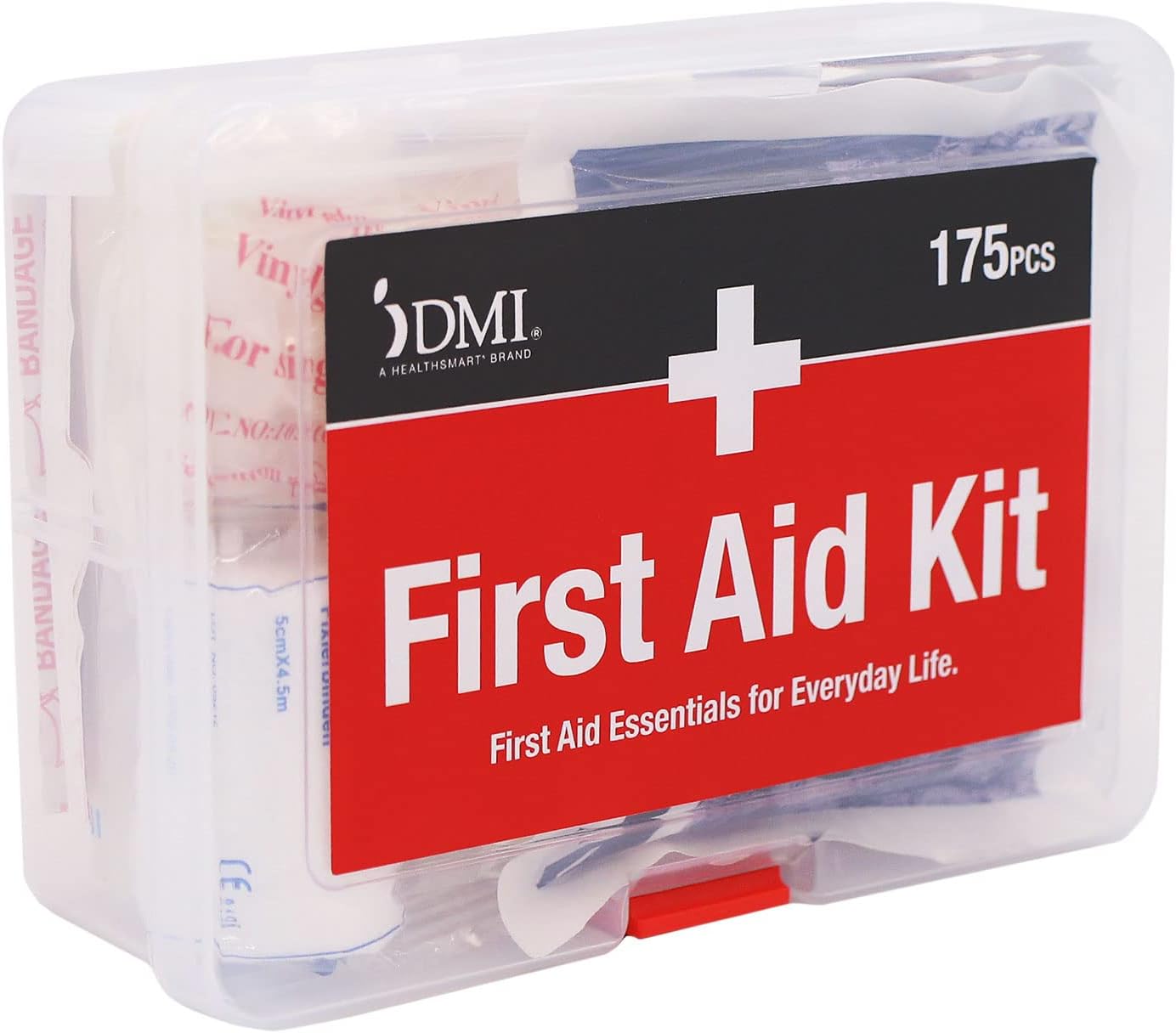 DMI 175-Piece First Aid Kit for Minor Injuries, Cuts and Scrapes, All-Purpose, Portable and Convenient, Includes Bandages, Injury Treatment, Dressings, and Instruments, HSA & FSA Eligible