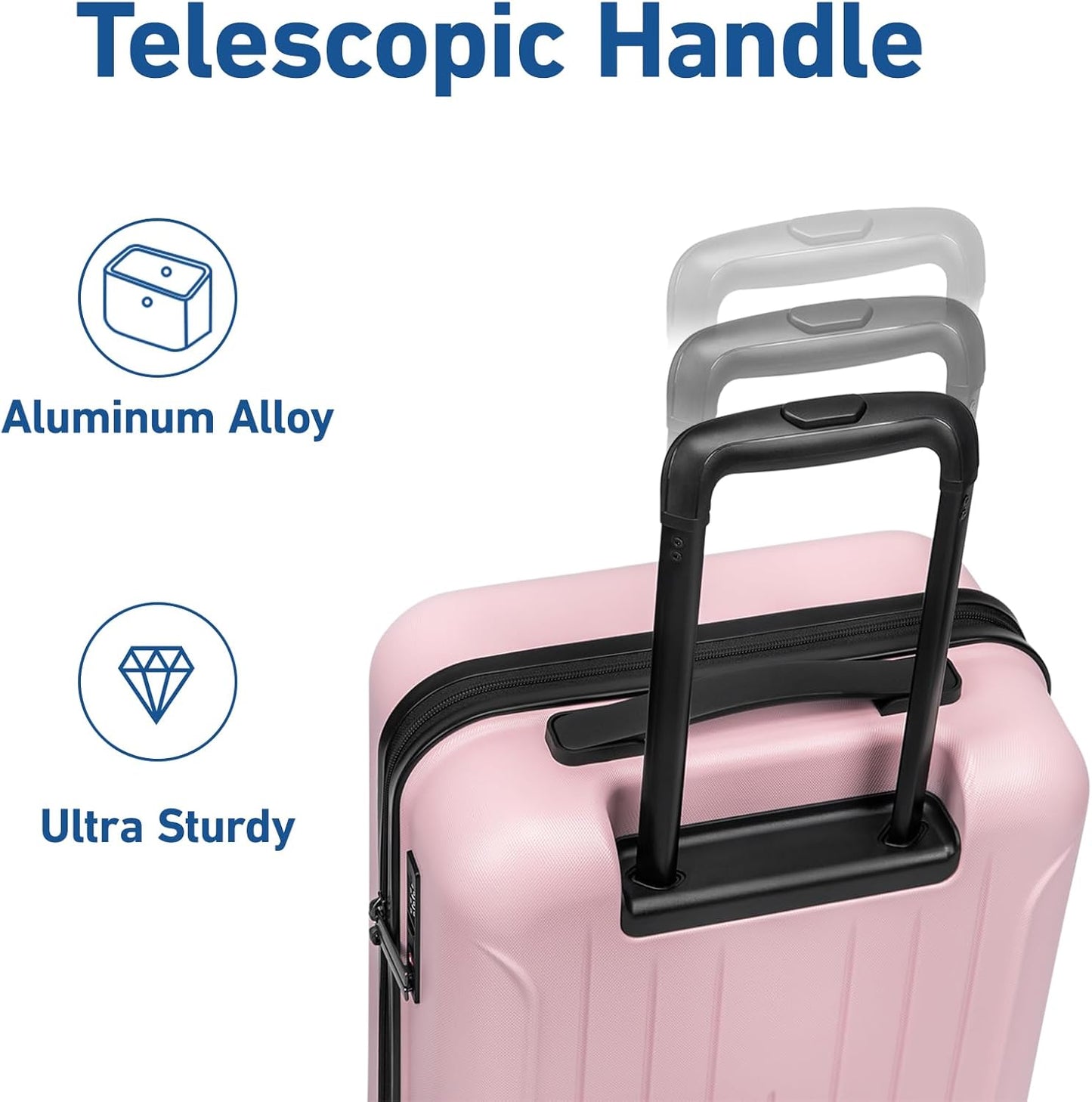 KYME Carry on luggage 22x14x9 Airline Approved Suitcase Hardshell With Double Spinner Wheels, PC+ABS TSA Lock Travel Luggage (Pink, 20" Carry On)