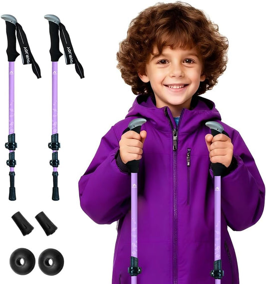 Hiking Trekking Poles, 2 Pack Anti Shock, Adjustable, Collapsible Hiking Poles for Trekking or Walking, Lightweight Aluminum Sticks for Children