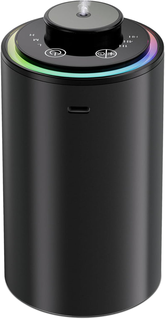 Waterless Essential Oil Diffuser, Diffuser,Portable Aromatherapy Diffuser,Light Show,3 Countdown Timers & 3 Mist Levels for Home, Room, Car, Office (Black)