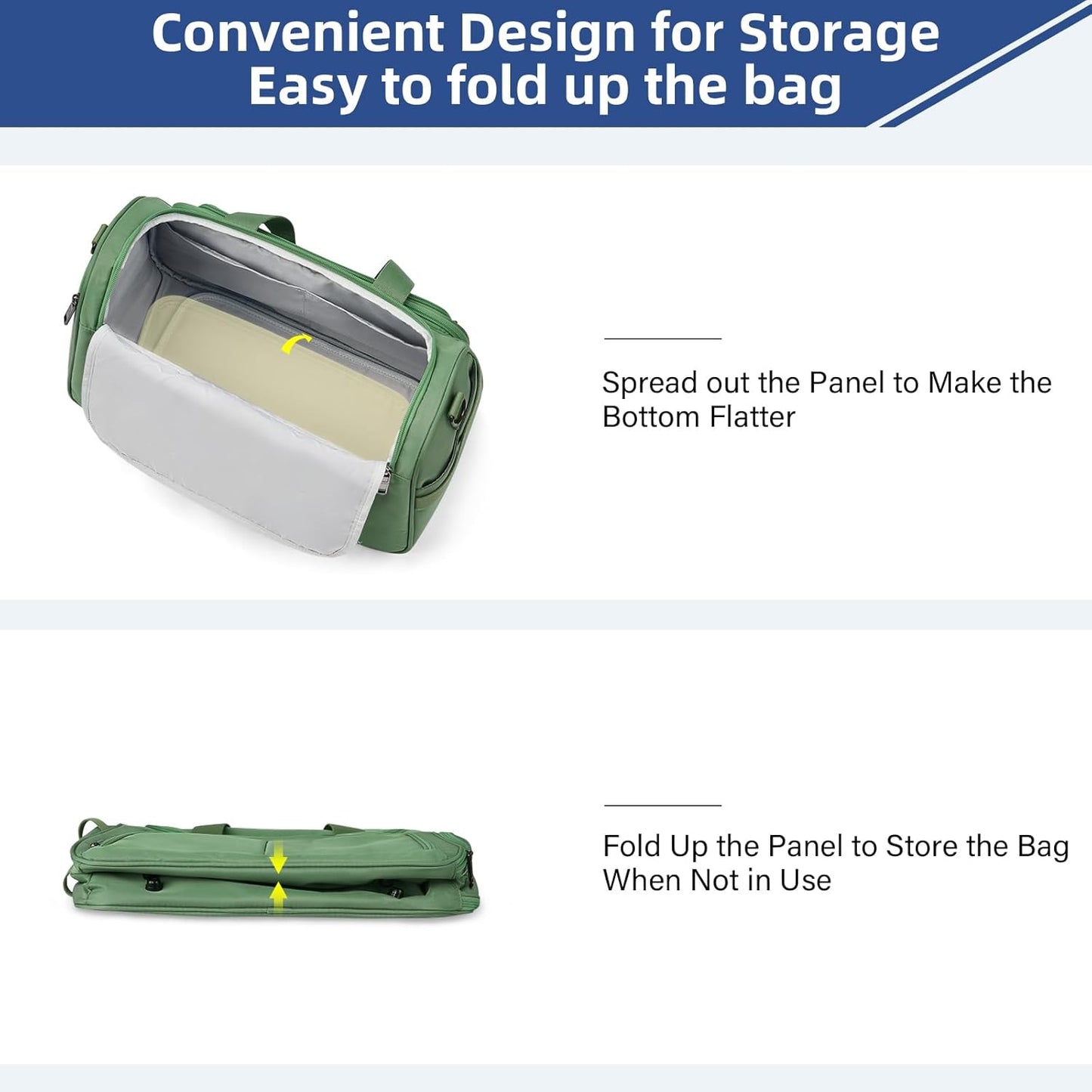 Carry on Duffel Bag Foldable Duffle Bags for Travel, Under Seat Personal Item Bags for Airplanes, Weekender Overnight Mens Travel Tote Bag for Women Softside Carry on Luggage (Forest Green)