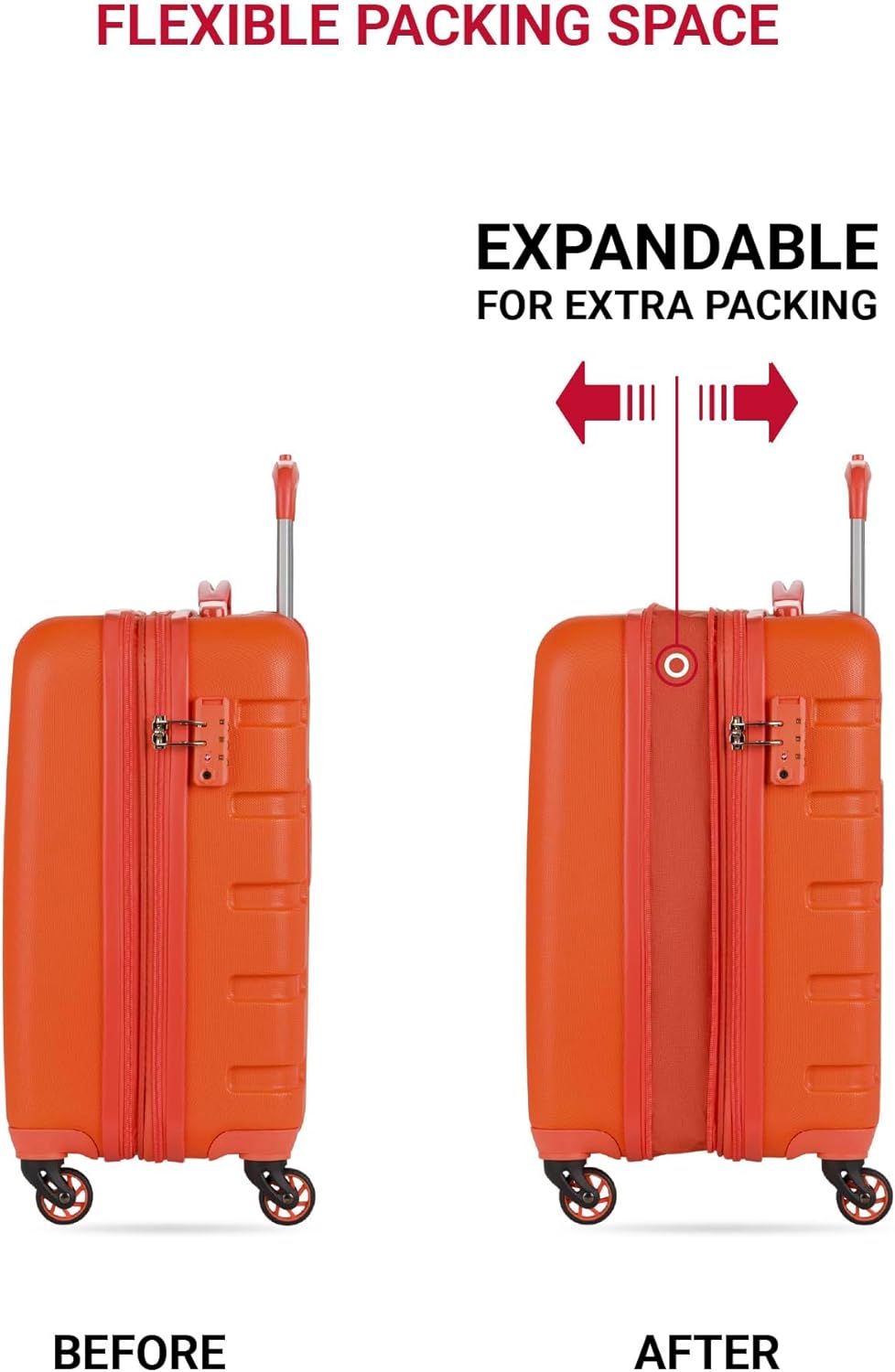 SwissGear 7366 Signature Hardside Expandable Luggage with Spinner Wheels, TSA Lock, Cup-Holder, Orange, Carry-On 19-Inch