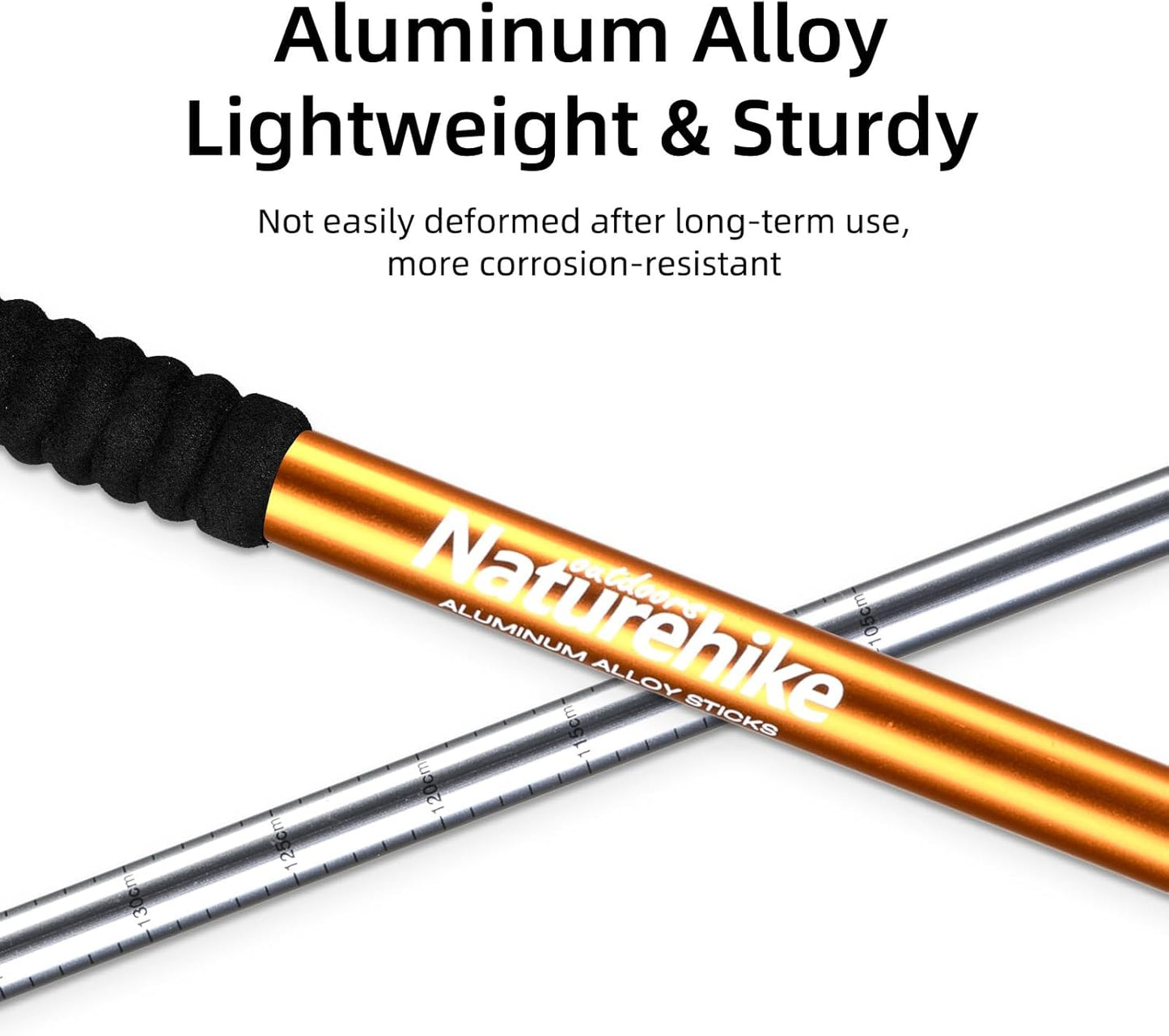 Naturehike Collapsible Trekking Poles, Adjustable Lightweight Aluminum Hiking Poles, Shock Absorption with Wrist Straps for Hiking and Daily Use, Yelllow/Green (Set of 2)