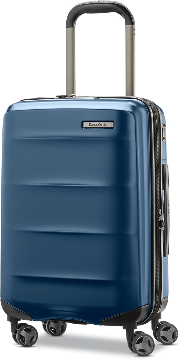 Samsonite Octiv Lightweight Hardshell 20-Inch Carry-On Luggage - Durable & Impact Resistant, 360° Aero Trac Spinner Wheels, Adjustable Telescopic Handle, Expandable Suitcase, TSA Approved Lock - Blue