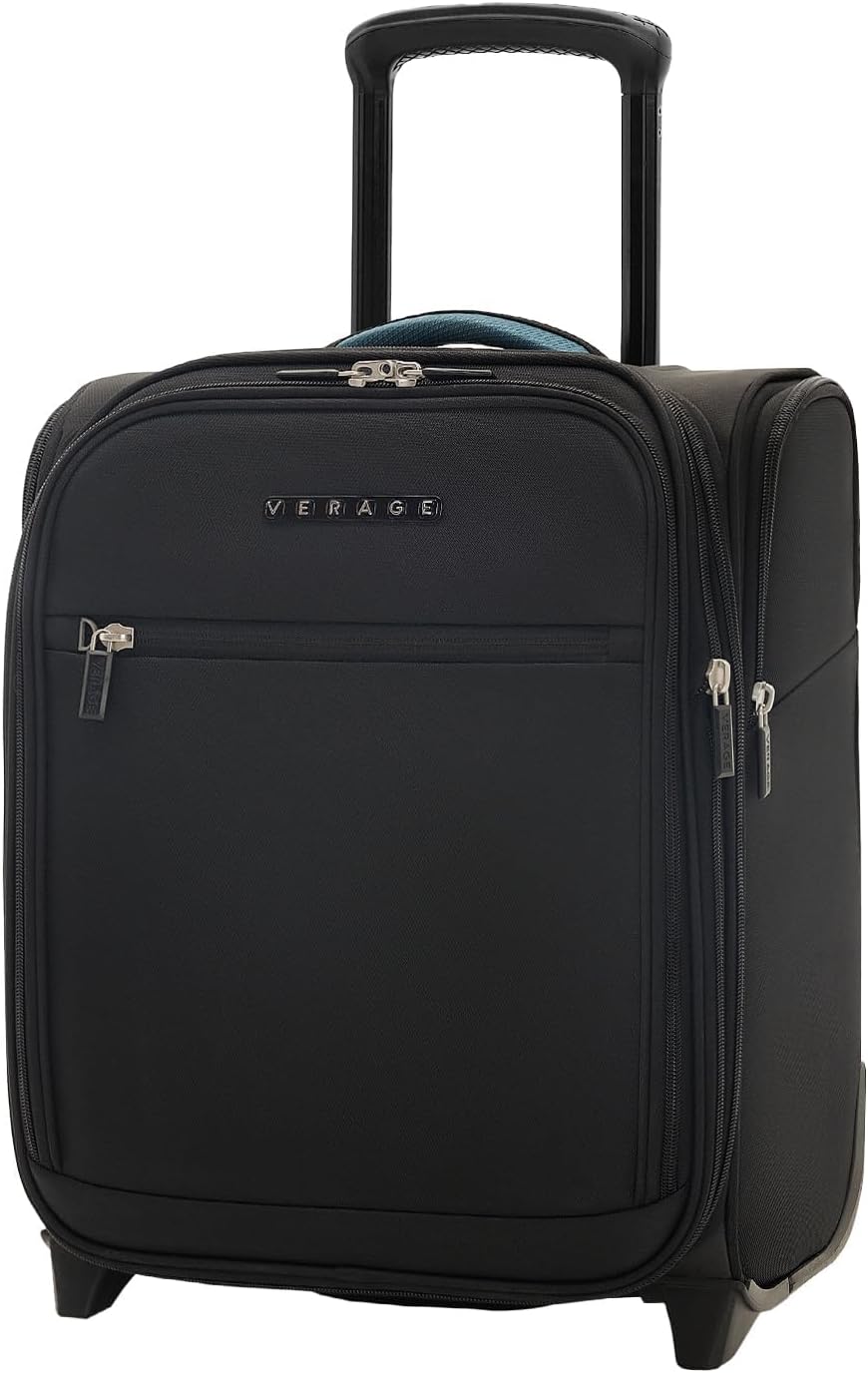 Verage Under Seat Luggage with Wheels, Softside Expanable Small Suitcase Carry On Luggage Bags for Airlines Airplanes Short Trip Men Women (Black, 16-Inch Rolling Underseat)