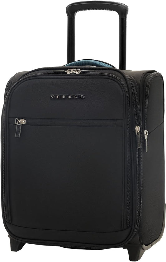 Verage Under Seat Luggage with Wheels, Softside Expanable Small Suitcase Carry On Luggage Bags for Airlines Airplanes Short Trip Men Women (Black, 16-Inch Rolling Underseat)