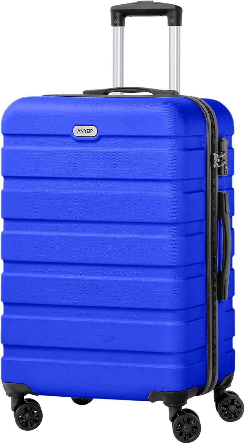 AnyZip Luggage PC ABS Hardside Lightweight Suitcase with 4 Universal Wheels TSA Lock Checked-Medium 24 Inch Blue