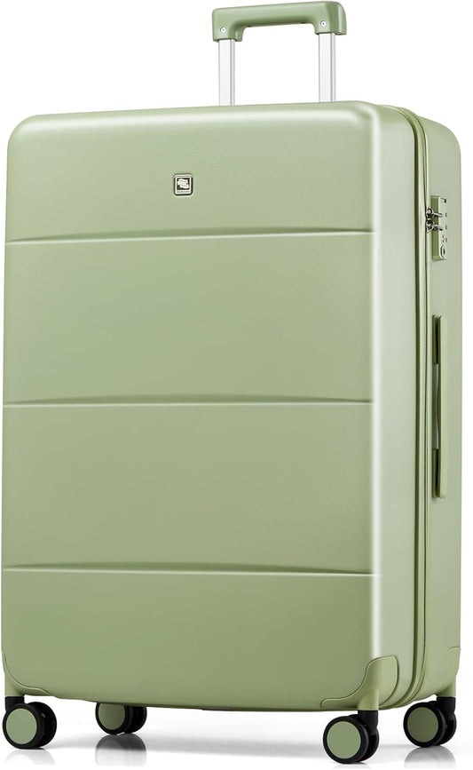 Hanke 28 Inch Luggage with Spinner Wheels Large Travel Suitcase Tsa Hard Case Luggage for Women Men Rolling Checked Luggages(Bamboo Green)