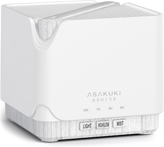 ASAKUKI 700 ml Premium Essential Oil Diffuser, 5 in 1 Ultrasonic Aromatherapy Fragrant Oil Vaporizer Humidifier, Timer and Auto-Off Safety Switch, 7 LED Light Colors