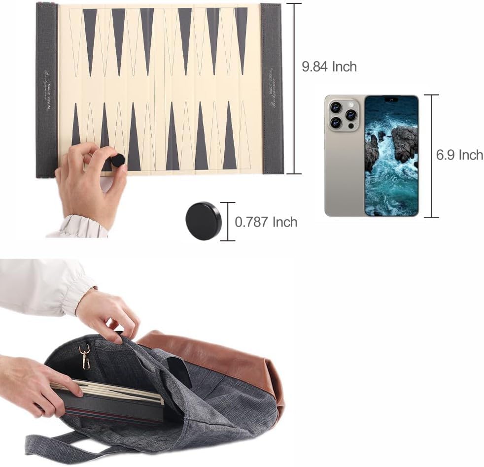 Backgammon Set for Adults, Backgammon Travel Set, Wrinkle-Resistant Foldable Chess and Checkers, Fun Outdoor Games for Family and Friends, Ideal Travel Game Set