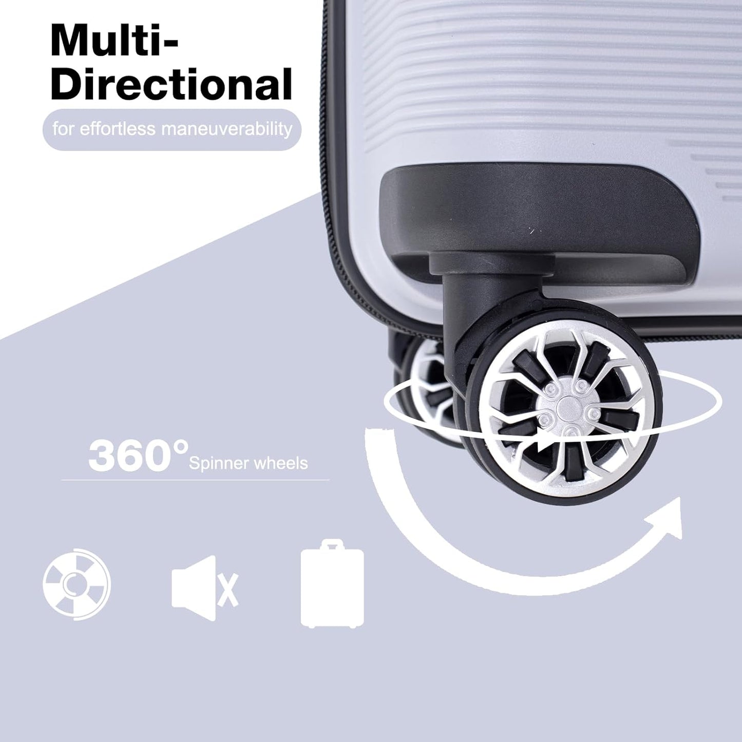 Luggage 3 Piece Sets Suitcase Set with Double Spinner Wheels, Lightweight Carry On Hardside Travel Luggage with TSA Lock, (20/24/28) (Silver)