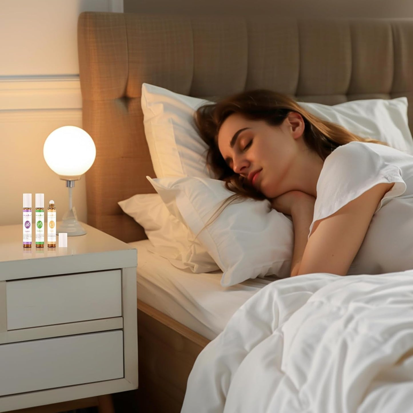 Essential Oil Roll On Set with Lavender, Peppermint, Eucalyptus & Grapefruit, Tea Tree & Vanila - Aromatherapy Relaxation Gift for Women - 6 Pack of 10ml Roll-Ons