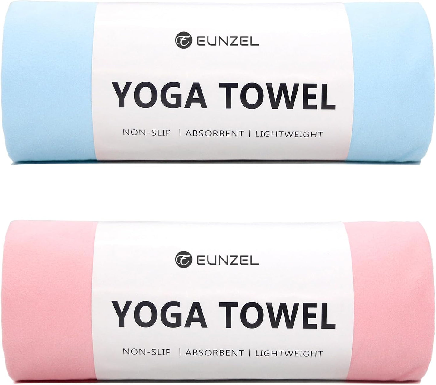 Eunzel 2 Pack Hot Yoga Towel Non Slip Yoga Mat Towel Non-Slip Sweat Absorbent Microfiber Towel for Hot Yoga, Pilates and Workout 72" x 26.5", Pink/Blue