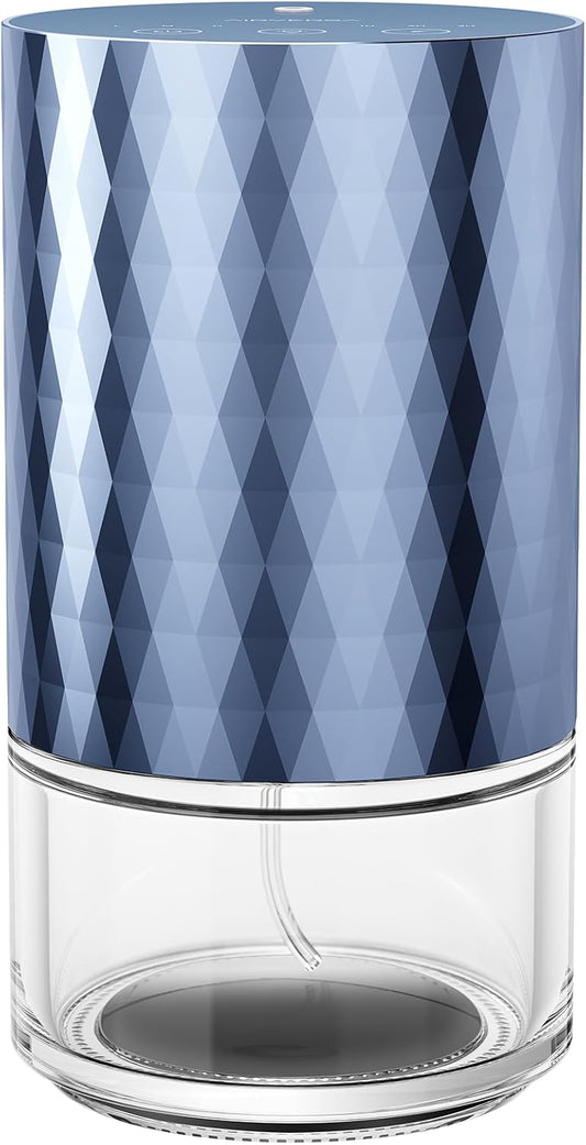 Waterless Diffuser Essential Oil 100mL Capacity Scent Air Machine for Home Aromatherapy Premium Metal Nebulizer Battery Operated 3 Mist Settings 3 Countdown Timers Color Light AN5(Ice Blue)