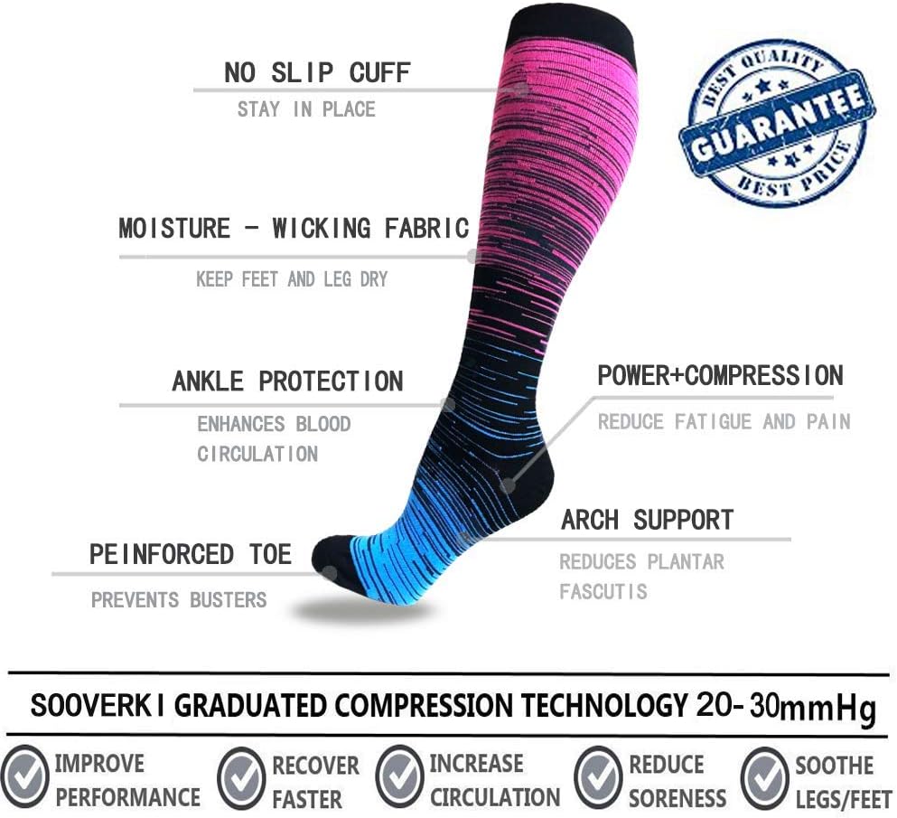 Compression Socks for Women and Men Circulation (3 Pairs) is Best Support for Running Athletic Cycling Hiking