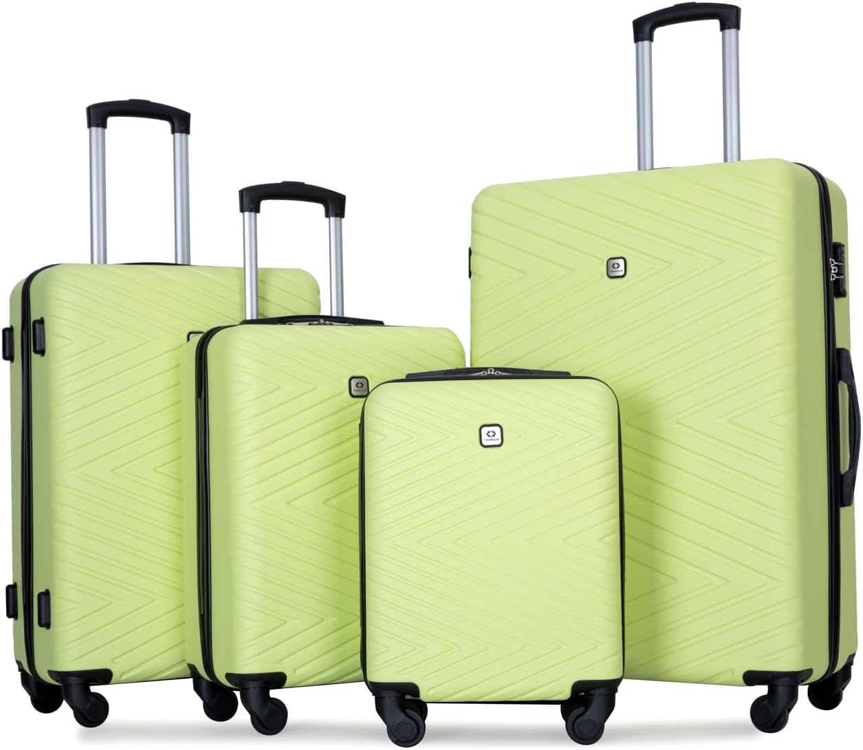 4-Piece Hardside Luggage Set with TSA Lock, Lightweight ABS Suitcases With Spinner Wheel, 16/20/24/28 inch, Chartreuse
