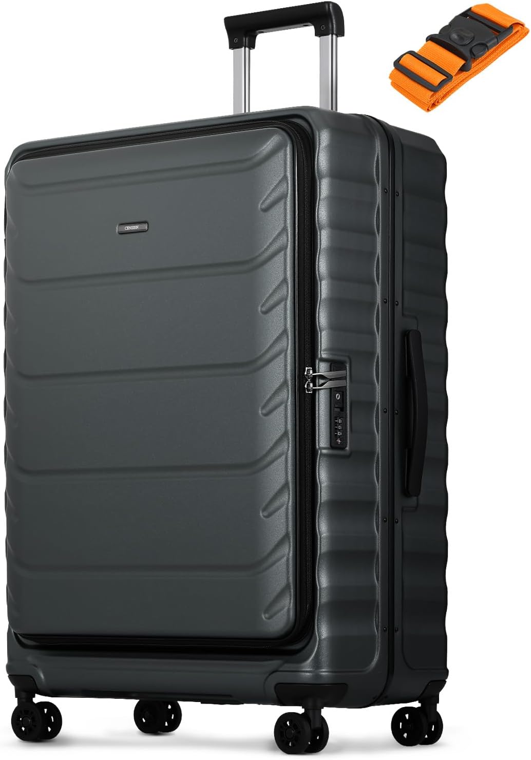 Checked Luggage, 28 Inch Luggage with Spinner Wheels, Large Suitcase with Lightweight PC Hard Shell, Aluminum Frame, Top Opening, YKK Zipper, TSA Lock (Black, 1PC)