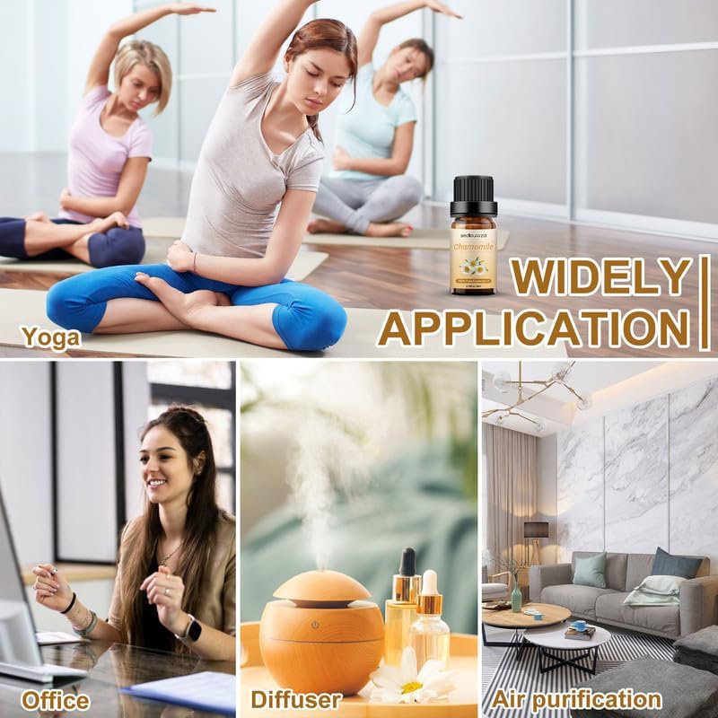 Sedbuwza 3 Pack Lavender Peppermint Chamomile Essential Oil 100% Pure and Natural Aromatherapy Gift Oils for Massage, Diffuser, Soaps, Candle