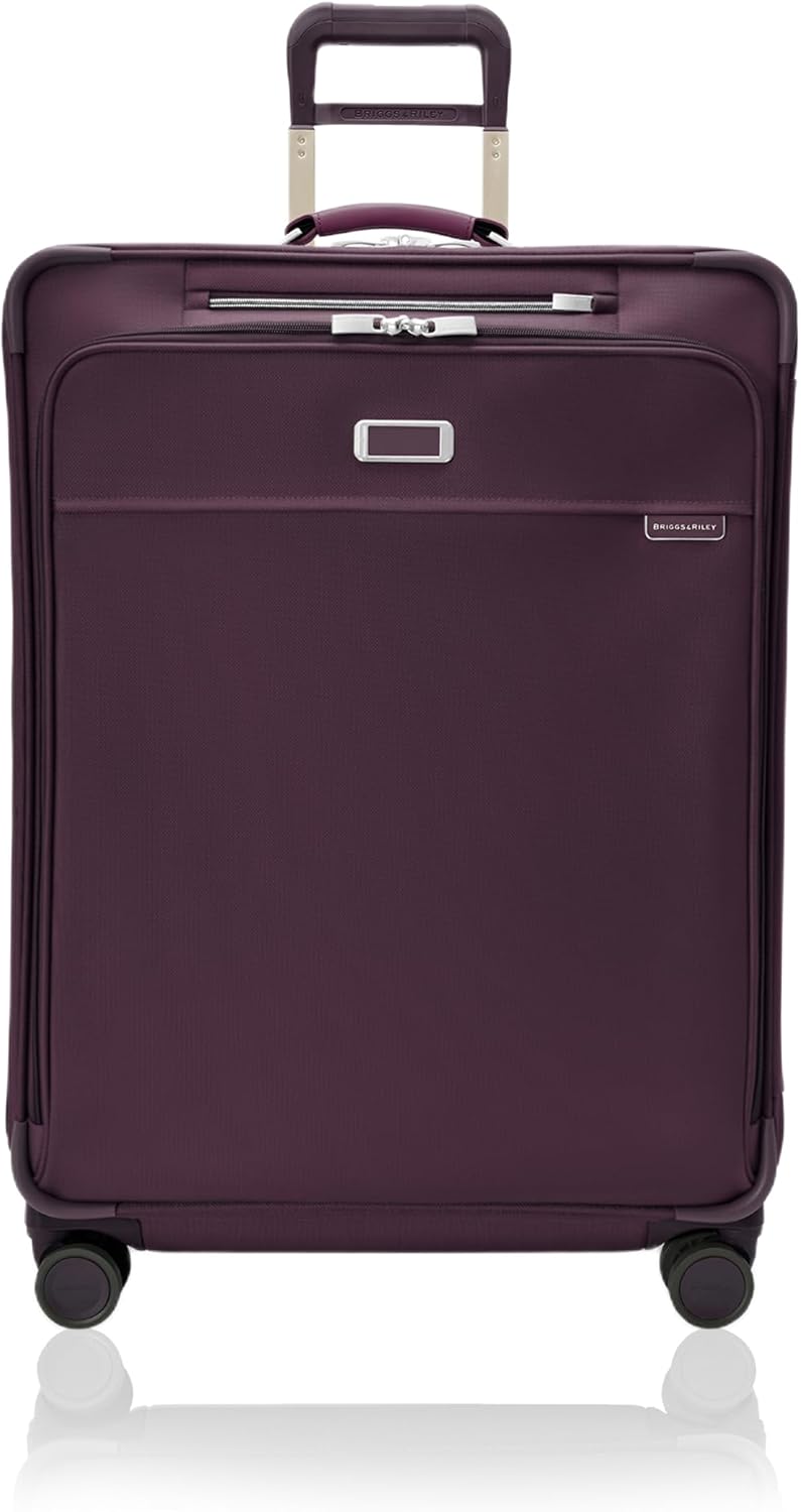 Briggs & Riley 29" Large Expandable Spinner - Checked Luggage for Travel, Suitcases with Wheels, Softside Rolling Bag for Men & Women, Self-Repairing Zipper - Baseline Collection, Plum