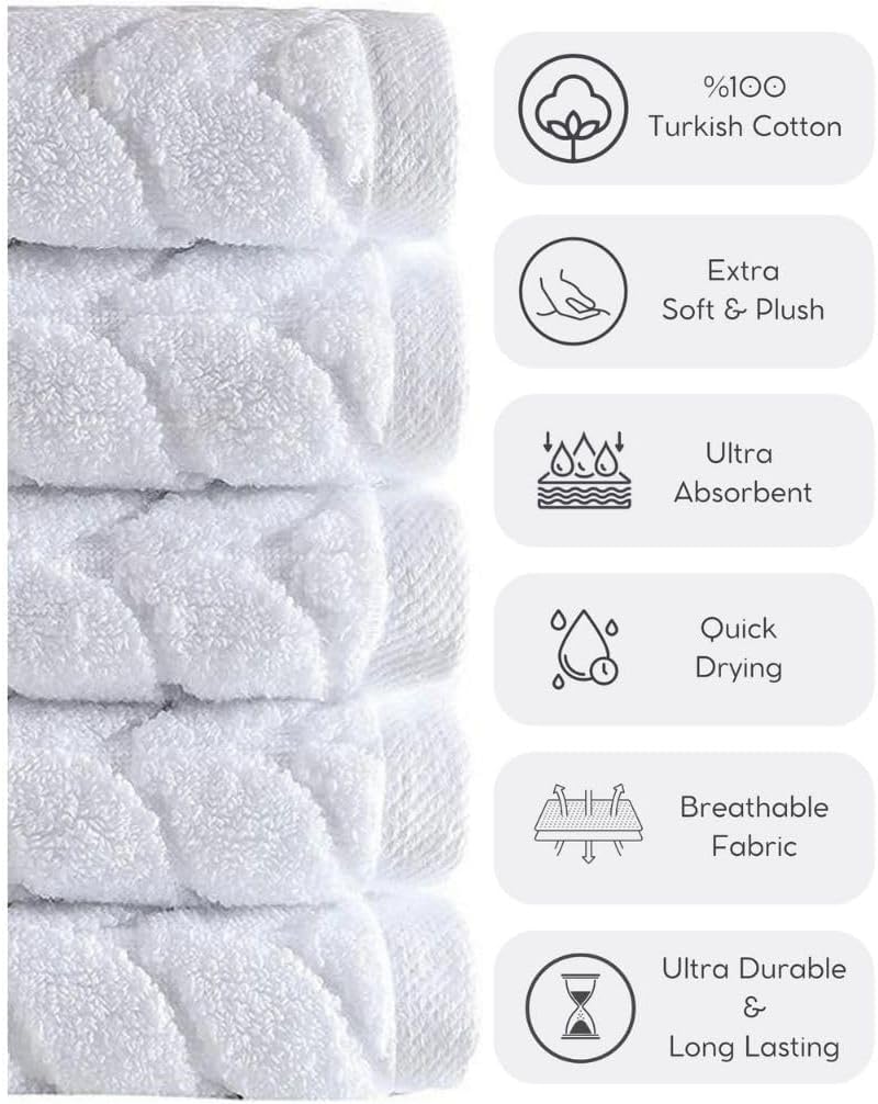 BAGNO MILANO Turkish Bath Towels, Soft Plush Jacquard Luxury Bath Towels, Quick Dry Towel Set (Black, 4 Pcs Hand Towel Set)