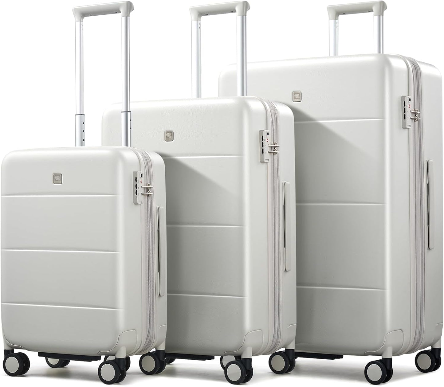 Hanke Expandable Luggage Sets 3 Piece with Spinner Wheels, 20/24/28" Hardside Carry On Luggage Large Suitcase, All-PC Hard Shell Luggage, TSA Lock, Lightweight Durable (Smoke White)