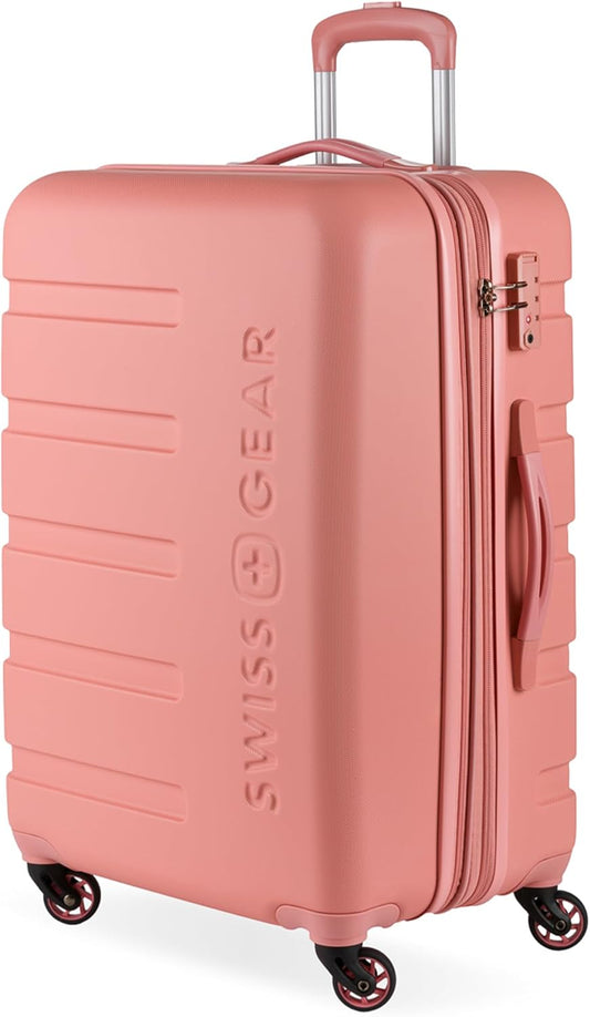 SwissGear 7366 Signature Hardside Expandable Luggage with Spinner Wheels, TSA Lock, Coral Almond, Checked-Medium 23-Inch