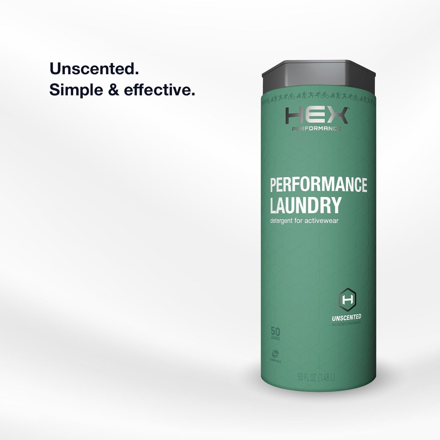 HEX Performance Laundry Detergent, Unscented, 100 Loads (Pack of 2) - Designed for Activewear, Eco-Friendly, Concentrated Formula