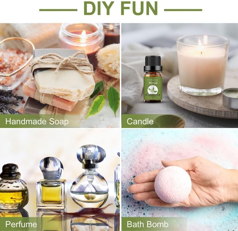 Sedbuwza Neroli Essential Oil, Pure Organic Neroli Fragrance Oil for Diffuser, Humidifier, Soap, Candle, Perfume