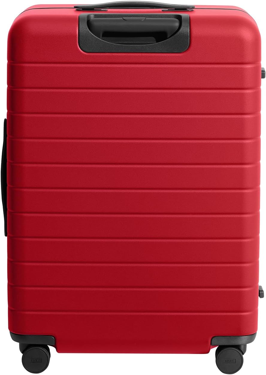Away Medium Checked Luggage, Lightweight Hard Shell Suitcase with Spinner Wheels, Durable Rolling Luggage, TSA Lock, 26 Inch, Cherry Red