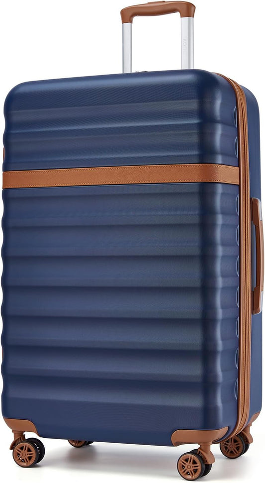 Kono Expandable 28 Inch Large Checked Luggage: ABS+PC Hardside Trolley Travel Case Hard Shell Suitcase with TSA Lock,Navy