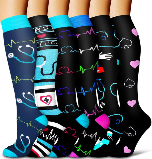 Copper Compression Socks for Women and Men(6 Pairs)-Best Support for Running, Athletic, Nursing, Travel