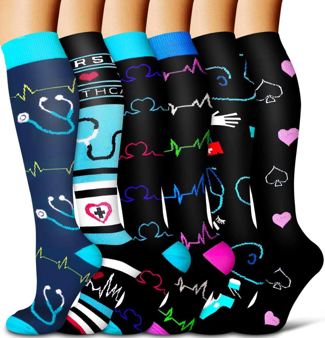 Copper Compression Socks for Women and Men(6 Pairs)-Best Support for Running, Athletic, Nursing, Travel