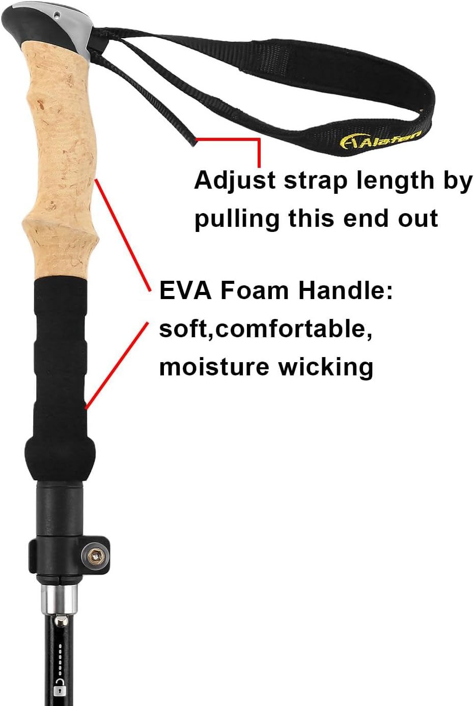 Lightweight Collapsible Trekking Pole - 7075 Aluminum Adjustable Walking Stick for Hiking & Travel, Foldable Quick-Lock Design, Single Pole for Adults & Seniors