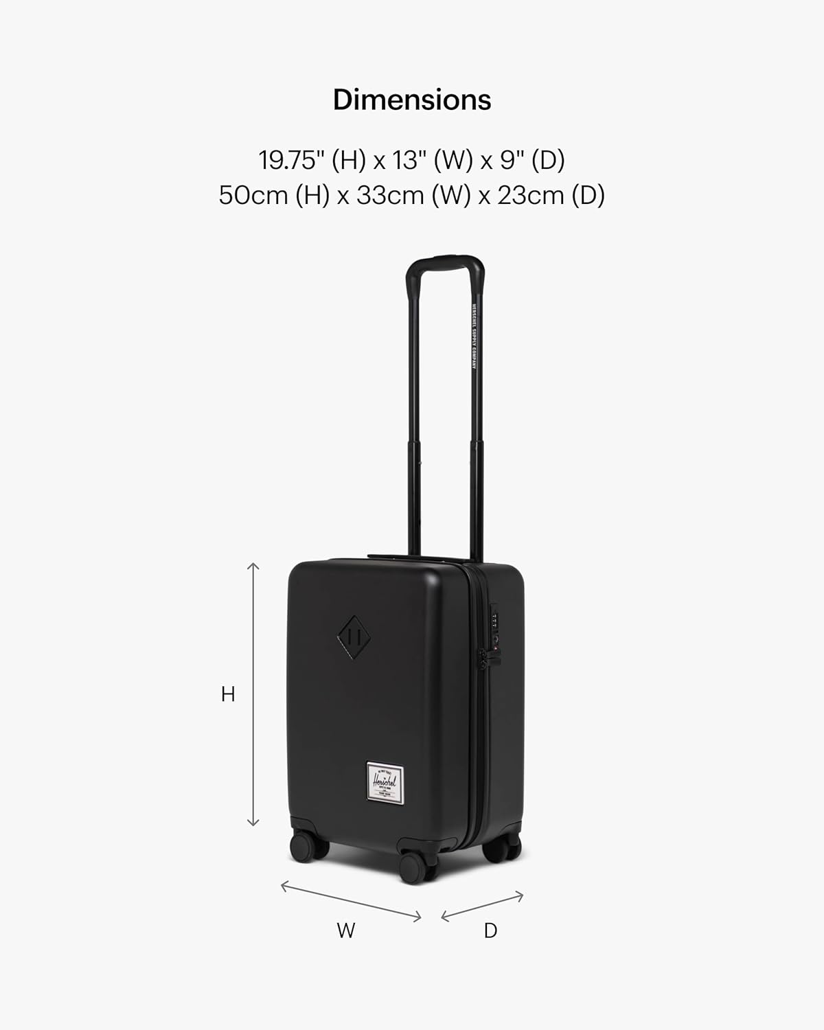 Herschel Supply Co. Heritage Hardshell Luggage, Black, Carry on-19 Inch