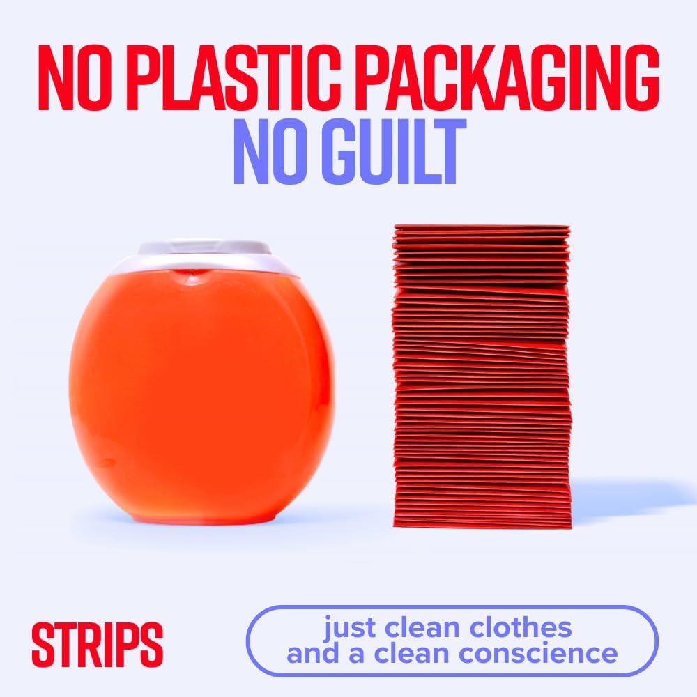 STRIPS Laundry Detergent Sheets Unscented Travel Pack (3ct, 6 loads) Fragrance Free Eco Liquidless Soap, Travel-Friendly, Dissolves in Hot & Cold, Hypoallergenic, Tackles Tough Stains & Odors