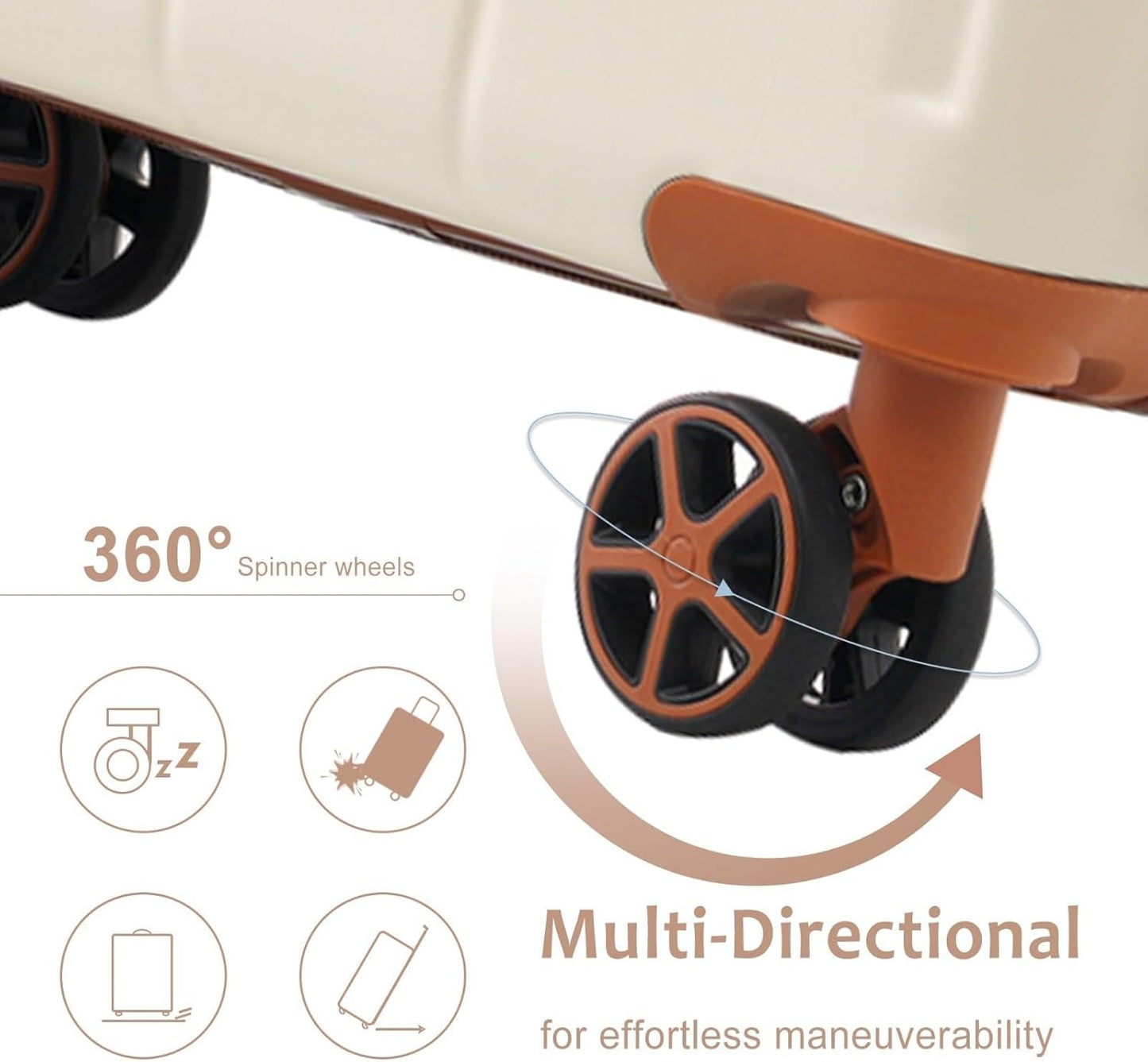 24-inch Expandable Hardshell Checked Luggage with TSA Lock, Durable ABS Suitcase with 360° Silent Dual Wheels, 25% Extra Packing Space, Telescopic Handle, 8 LBS Lightweight, Light Brown