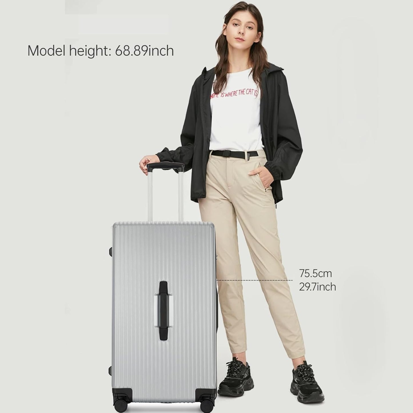 PRIMICIA ginzatravel Suitcase, 28 inch suitcase with wheel & Travel Bag & Suitcase Strap, Scratch resistant texture Lightweight PC material, TSA lock (Star Silver (combination))