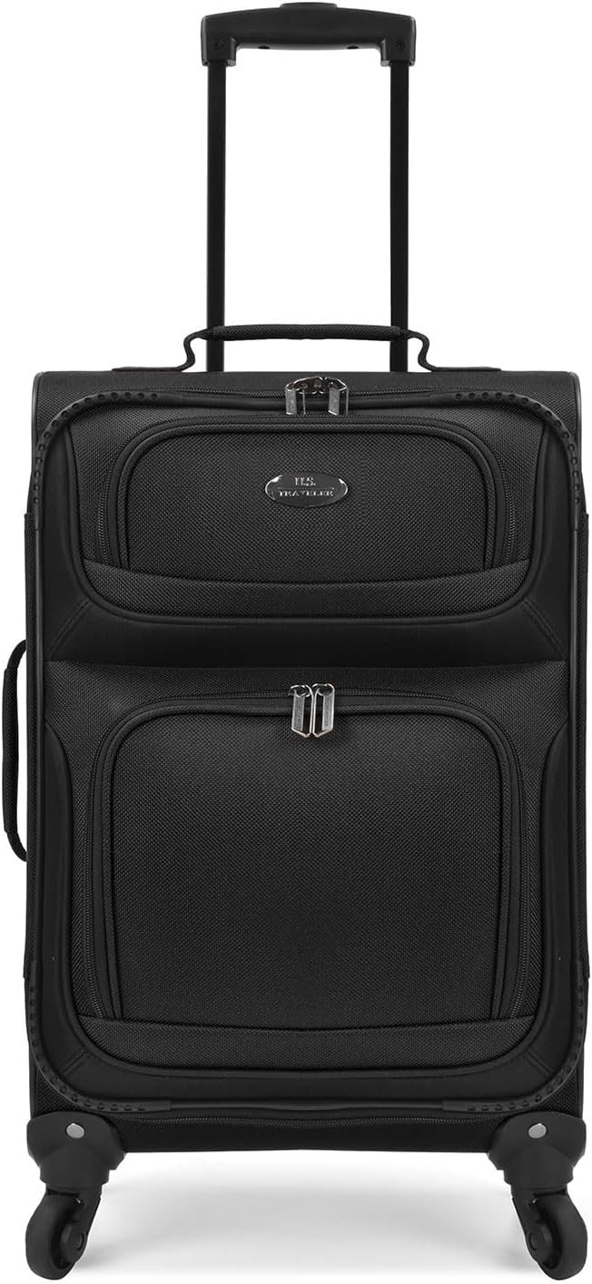 U.S. Traveler Rio Carry-on Luggage, Lightweight Softside Suitcase, Rolling 20" Carry On Luggage