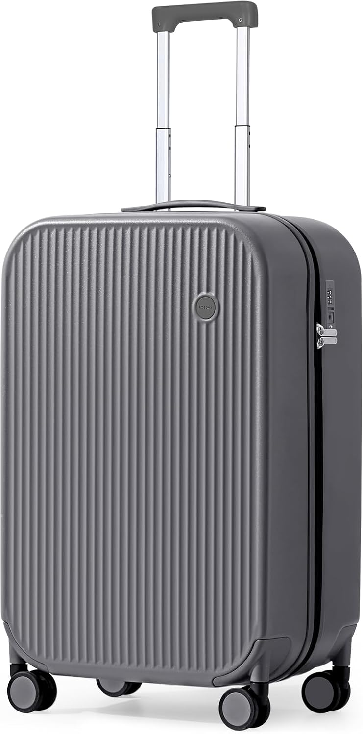mixi 20 Inch Carry On Luggage PC Hardside Suitcases with Wheels & TSA for Travel Woman Men, Rock Gray