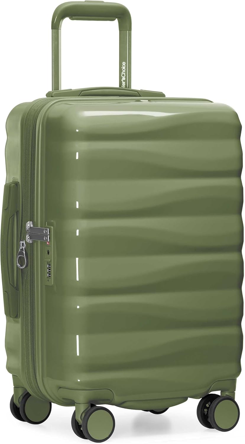 Traveler's Choice Edinburgh II Hardside Spinner Luggage with TSA Lock, Green, 21" Carry-on
