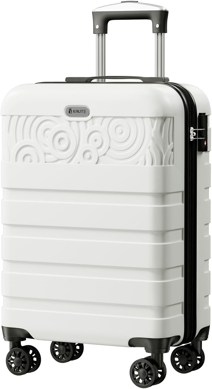 Krute Carry On Luggage 20 inch Suitcase with Spinner Wheels Airline Approved Hard Shell Luggages PC ABS TSA Lock Suitcase