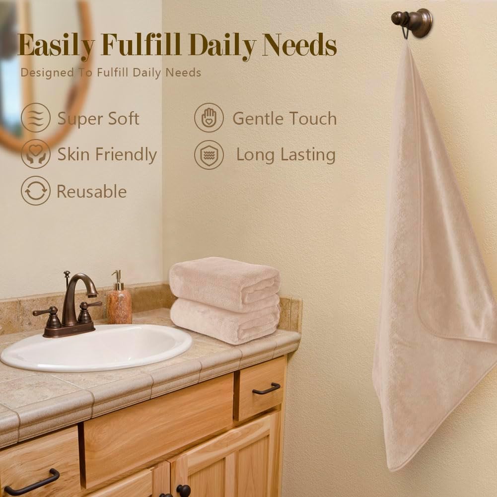 Orighty Microfiber Bath Towels Pack of 4(27'' x 54'') - Soft Feel, Highly Absorbent, Quick Drying for Body, Sport, Yoga, SPA, Fitness - Brown