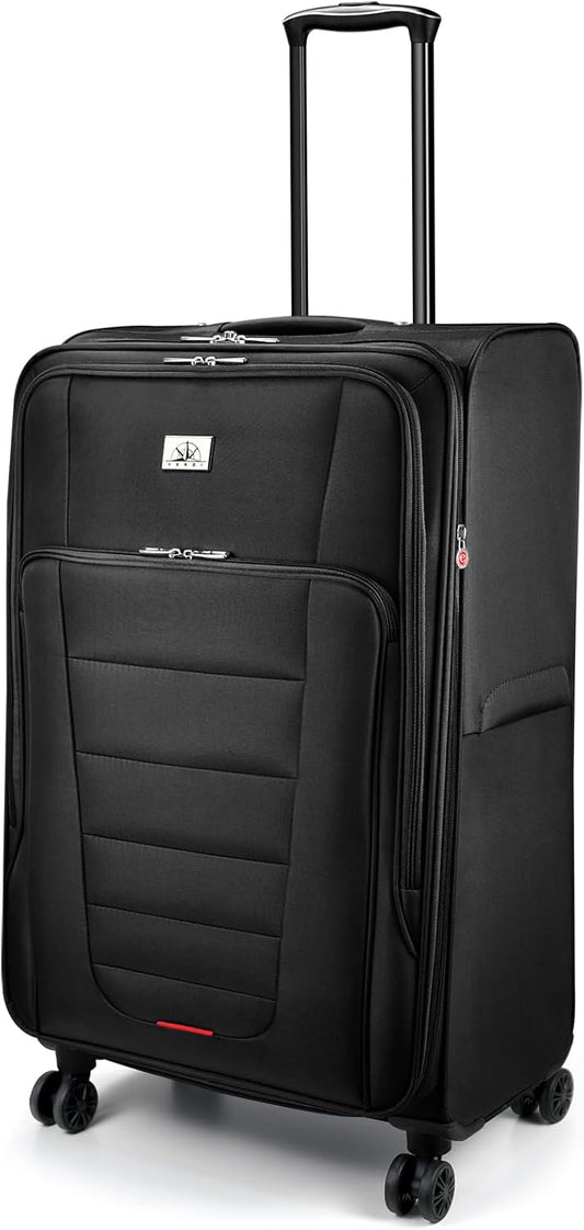 Verdi Softside Expandable 28 Inch Luggage with Spinner Wheels Lightweight Large Suitcase (Black, Checked-Large 28-Inch)