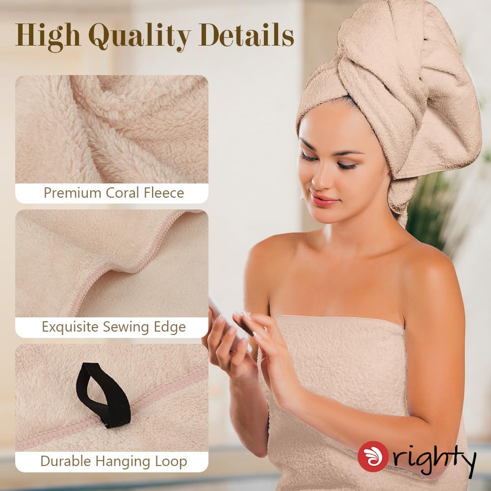 Orighty Microfiber Bath Towels Pack of 2(27'' x 54'') - Soft Feel, Highly Absorbent, Quick Drying for Body, Sport, Yoga, SPA, Fitness - Brown