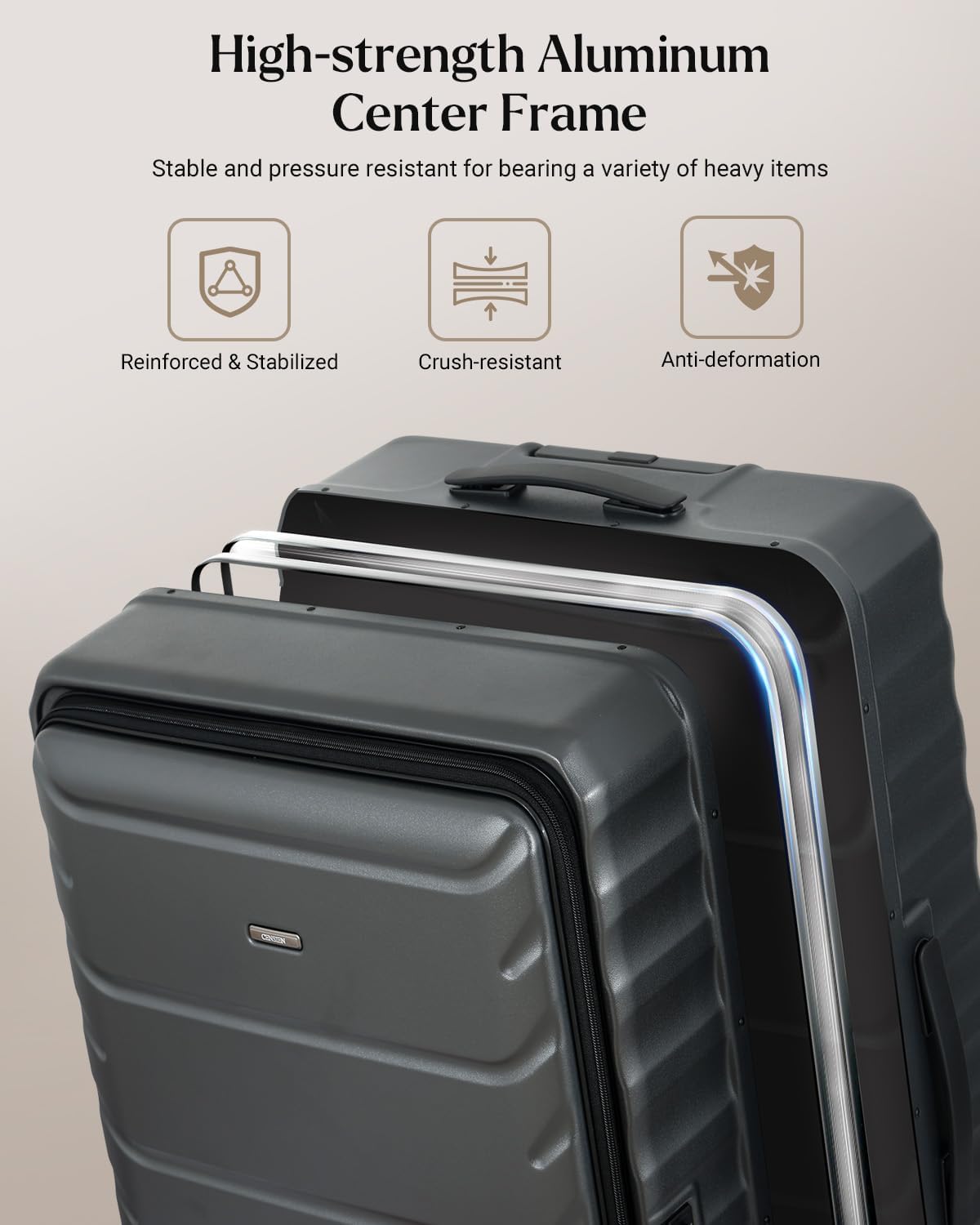 Checked Luggage, 28 Inch Luggage with Spinner Wheels, Large Suitcase with Lightweight PC Hard Shell, Aluminum Frame, Top Opening, YKK Zipper, TSA Lock (Grey, 1PC)