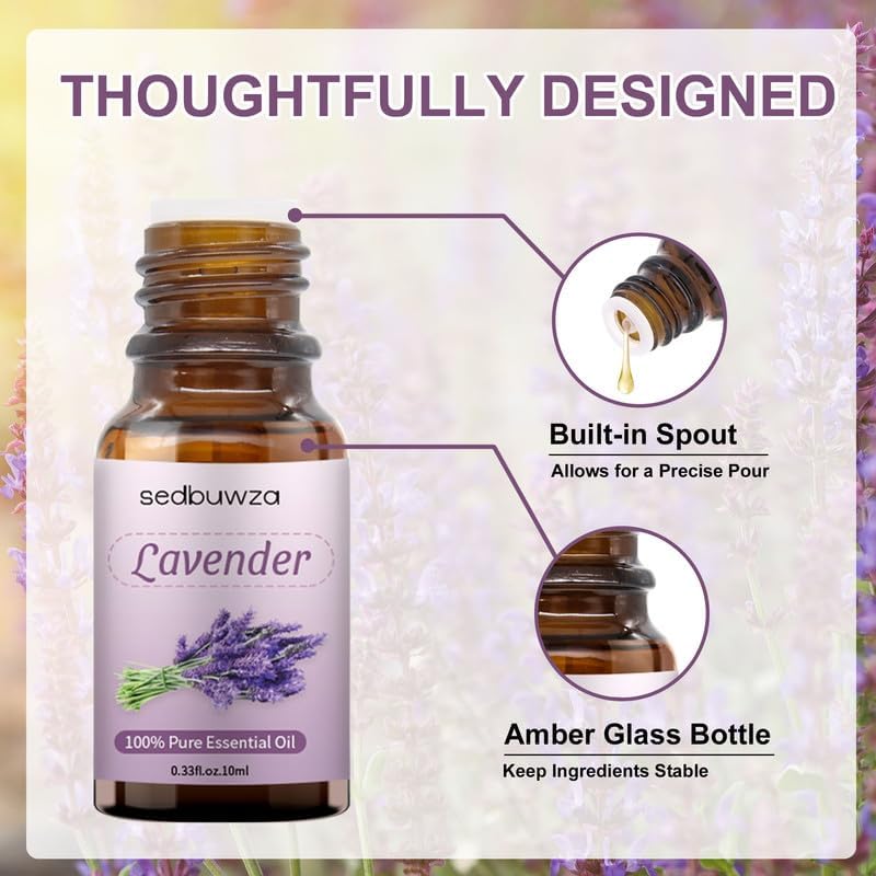 Sedbuwza 3 Pack Lavender Peppermint Chamomile Essential Oil 100% Pure and Natural Aromatherapy Gift Oils for Massage, Diffuser, Soaps, Candle