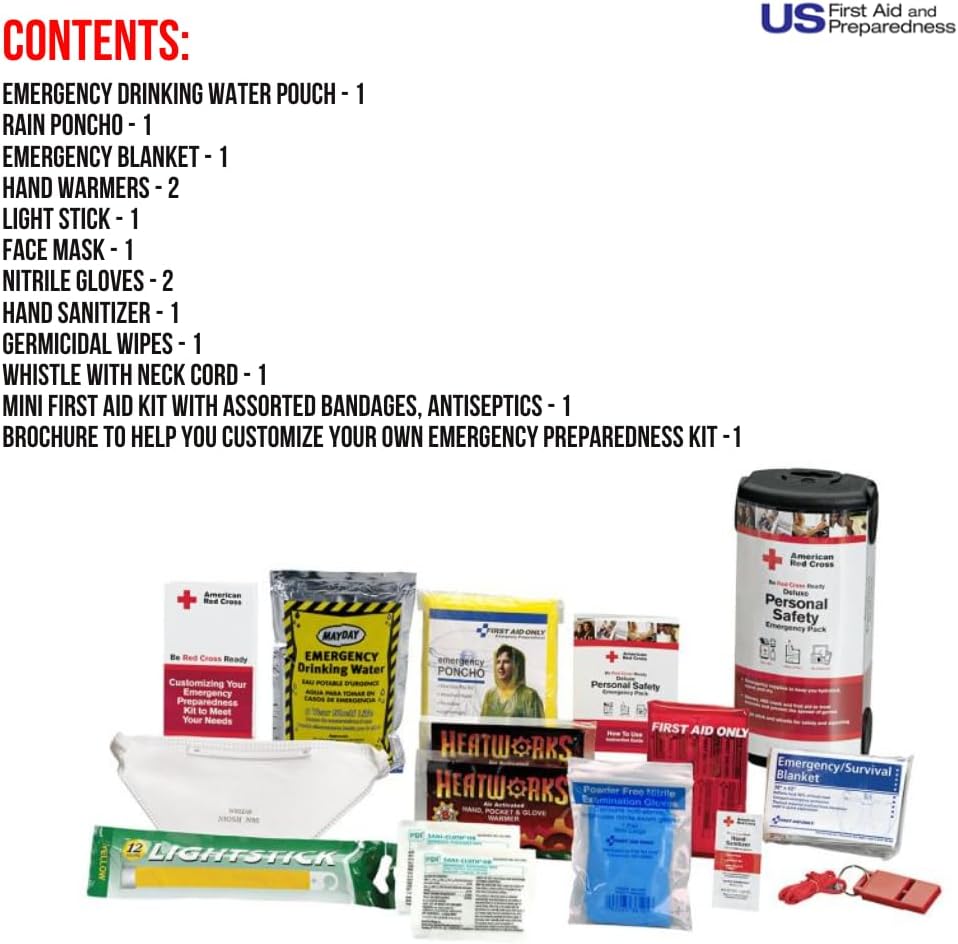 American Red Cross Officially Licensed Product, First Aid Kit for One Person, 13 Piece Emergency Medical Supplies to Clean and Treat Minor Injuries