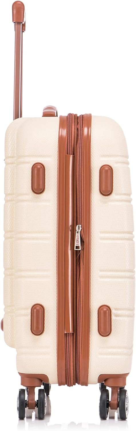 Rockland Melbourne Hardside Expandable Spinner Wheel Luggage Set, White, Carry-On 20-Inch and Tote 14-Inch